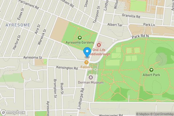 Map location for 15 Parkview Apartments, 323 Linthorpe Road, Middlesbrough, Cleveland TS1 4AL