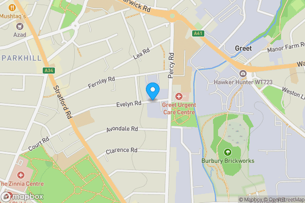 Map location for Evelyn Road, Birmingham, West Midlands, B11 3JN