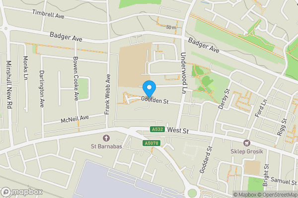 Map location for Goulden Street, Crewe, Cheshire, CW1