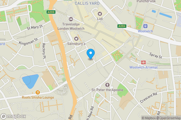 Map location for Flat M01, 1 Polytechnic Street, Woolwich, London, SE18 6PB