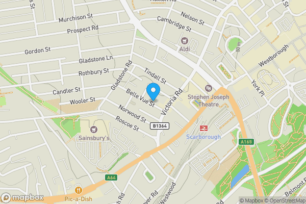 Map location for 12 Belle Vue Street, Scarborough, North Yorkshire, YO12 7EP