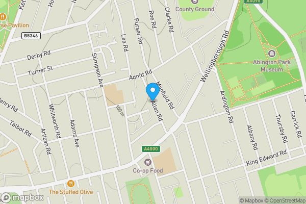 Map location for Allen Road, NORTHAMPTON, Northamptonshire, NN1 4NE