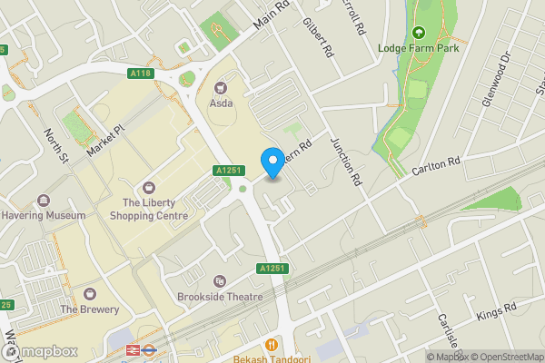 Map location for Flat 14 York House, 50 Western Road, Romford, Essex, RM1 3LP