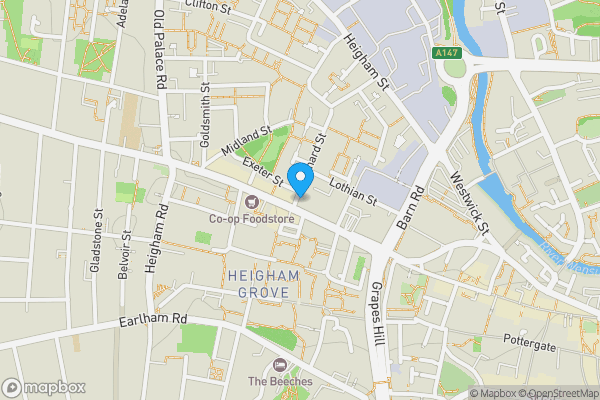 Map location for 45 Dereham Road, Norwich, Norfolk NR2 4HY