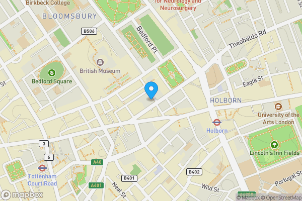 Map location for 7 Bury Place, Holborn, London WC1A 2LA