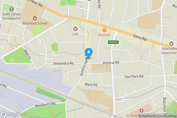 Map location for 109 Queens Head Road, Handsworth, Birmingham, B21 0QJ