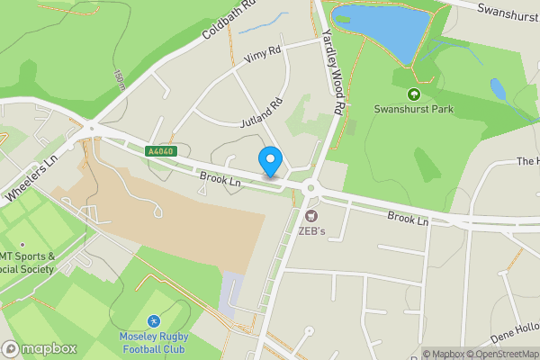 Map location for Brook Lane, Birmingham, West Midlands, B13 0TH