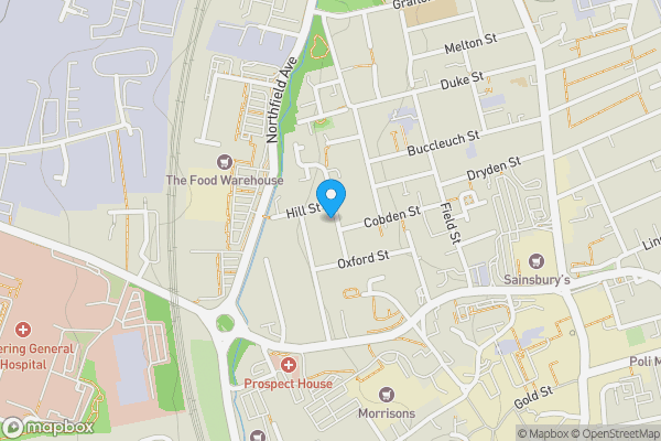 Map location for 25 Leicester Street, Kettering, Northamptonshire, NN16 8EG