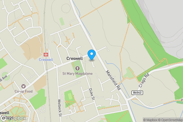 Map location for Old School Lane Creswell, Worksop, Nottinghamshire, S80 4BY