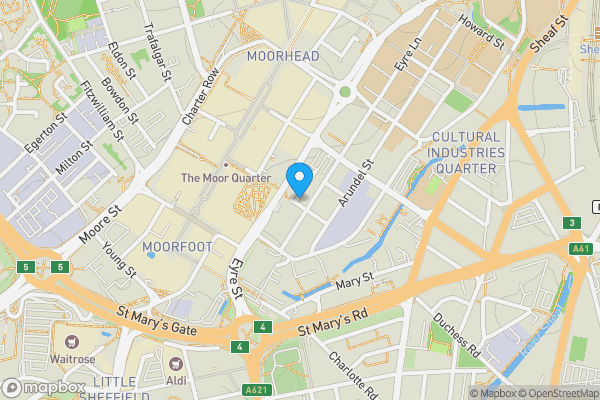Map location for Apartment 309 Lightbox, 63 Earl Street, Sheffield, South Yorkshire, S1 4WH