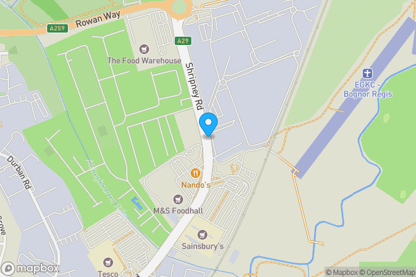 Map location for Shripney Road, BOGNOR REGIS, West Sussex, PO22 9PB