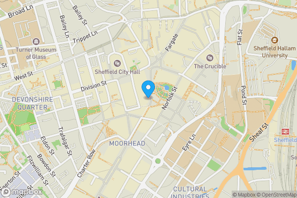 Map location for Apartment 4, 58 Pinstone Street, Sheffield, South Yorkshire, S1 2HZ