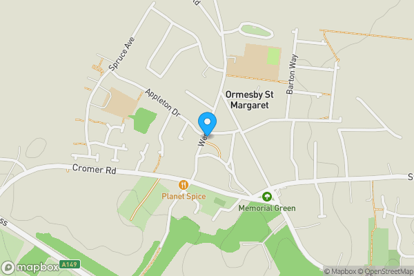 Map location for West Cottage, 2 Crossways, Ormesby St Margaret, Great Yarmouth, Norfolk NR29 3JZ