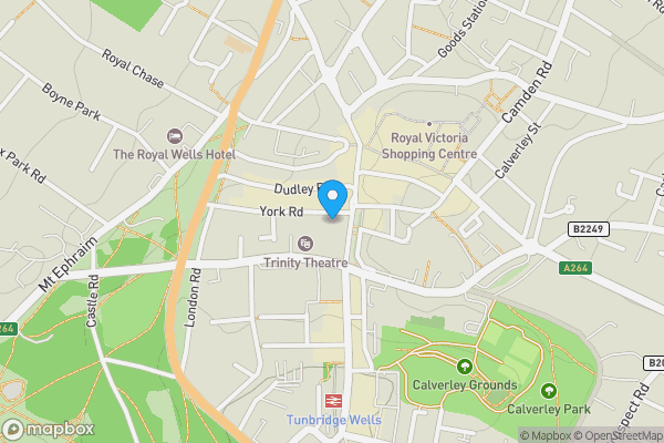 Map location for 1 York Road, Tunbridge Wells, Kent, TN1 1JX