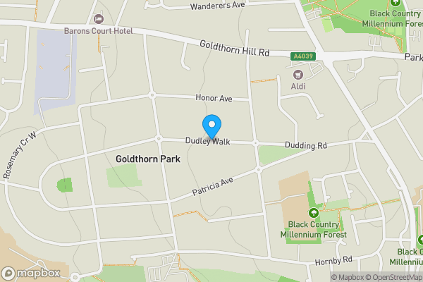 Map location for Dudley Walk, WOLVERHAMPTON, West Midlands, WV4 5HD