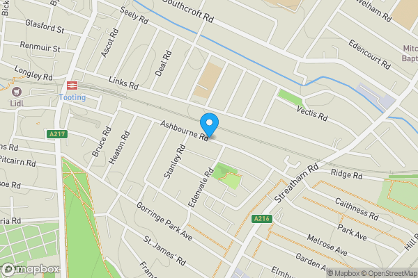 Map location for 91 Ashbourne Road, Mitcham, Surrey, CR4