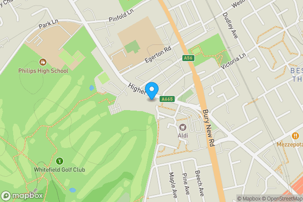 Map location for 61 Higher Lane Whitefield, Manchester, Lancashire, M45 7EZ