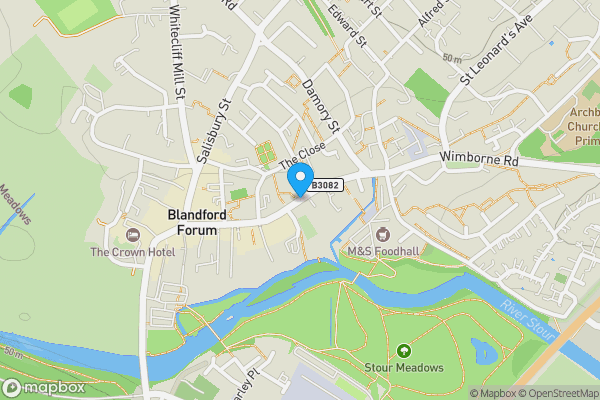 Map location for East Street Blandford Forum, Dorset, DT11
