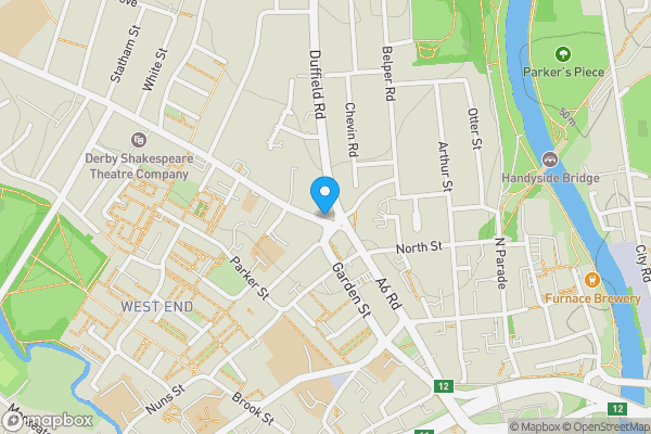 Map location for The Elms, 2 Kedleston Road, Derby, Derbyshire, DE22 1GU