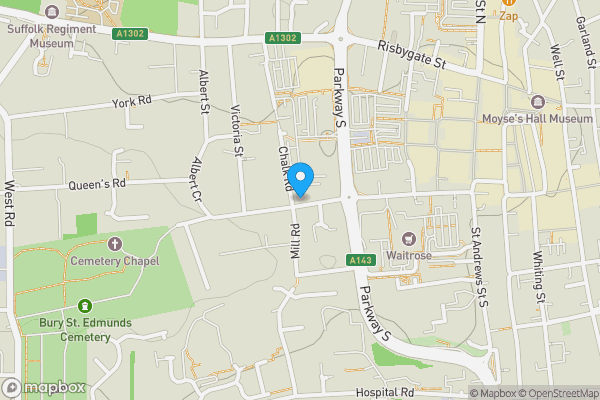 Map location for Stirling Close, Bury St. Edmunds, Suffolk, IP29 4WD
