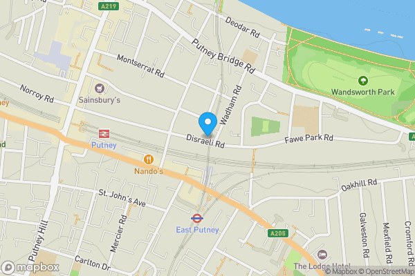 Map location for 117 Disraeli Road, Putney, SW15 2DY