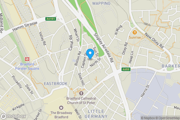 Map location for Car Park South Of Pine Street, Bradford, West Yorkshire, BD1 4EY