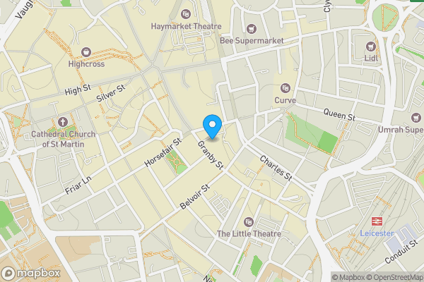 Map location for 4 Granby Place, Leicester, Leicestershire LE1 1DF