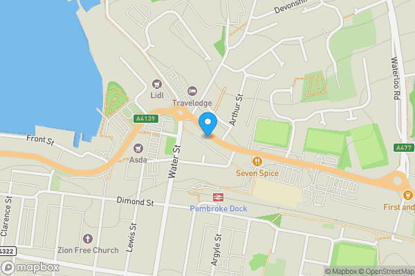 Map location for Flat 1, 19 London Road, Pembroke Dock, SA72 6DS