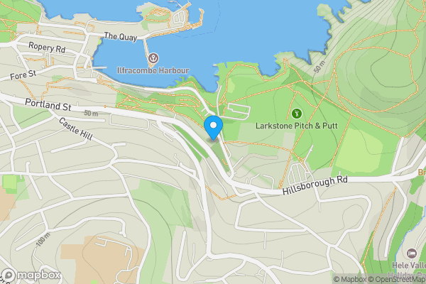 Map location for 16-17 Larkstone Terrace, Hillsborough Road, Ilfracombe, Devon, EX34 9NU