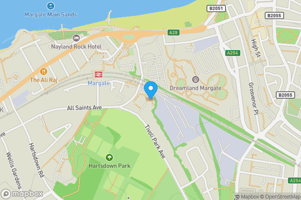 Map location for 3 Railway Terrace, All Saints Avenue, Margate, CT9 5TG