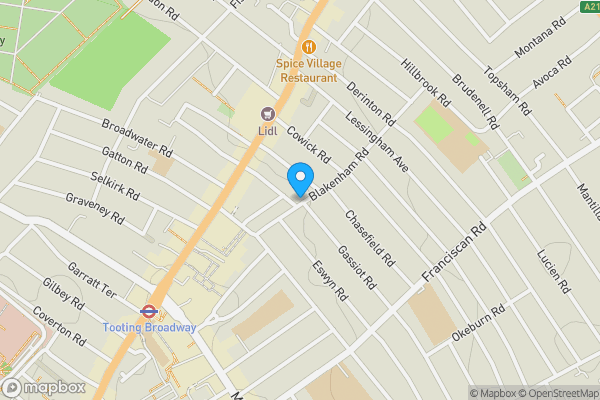 Map location for Ground Floor Flat, 43 Kellino Street, Tooting, London, SW17 8SY