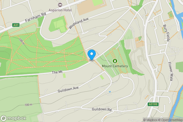 Map location for The Mount, Guildford, Surrey, GU2 4HX