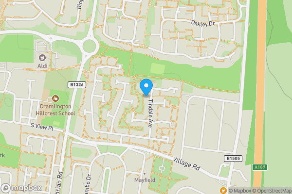 Map location for 59 Tindale Avenue, Cramlington, Northumberland, NE23 2BP