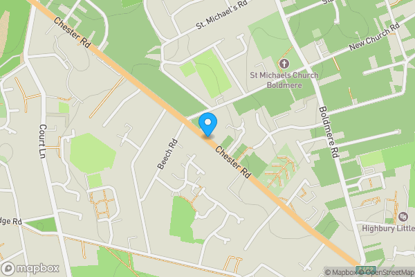 Map location for Chester Road, SUTTON COLDFIELD, West Midlands, B73 5BS