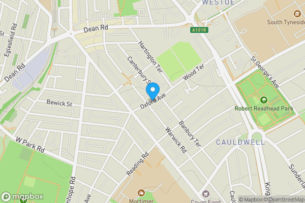 Map location for Oxford Avenue, South Shields , NE33 4TW