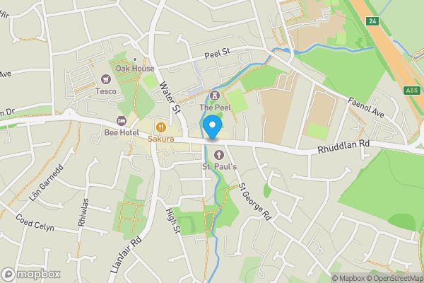 Map location for Former CAB and Land, Bridge Street, Abergele, Conwy LL22 7HA