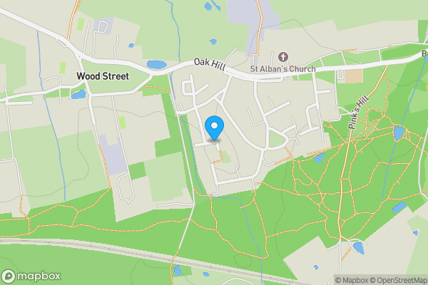 Map location for Baird Drive, Wood Street Village, Guildford, Surrey, GU3