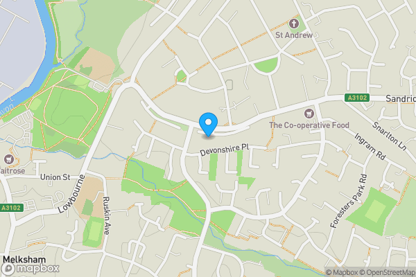 Map location for 34 Sandridge Road, Melksham, SN12 7BH