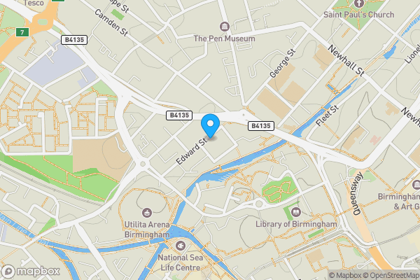 Map location for Apartment 36 Qube, 71 Edward Street, Birmingham, West Midlands, B1 2EL