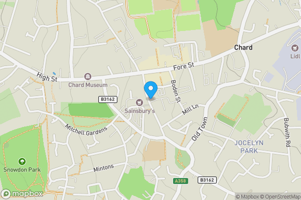 Map location for Cupcake Cottage, 17A Holyrood Street, Chard, Somerset, TA20 2AH