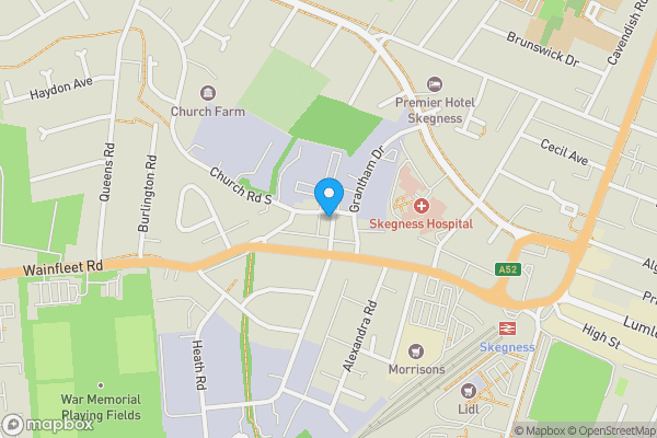 Map location for 18 Cross Street, Skegness, Lincolnshire, PE25 3RH