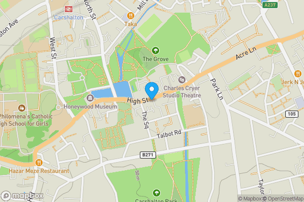 Map location for 30-34 High Street, Carshalton, Surrey, SM5 3AG