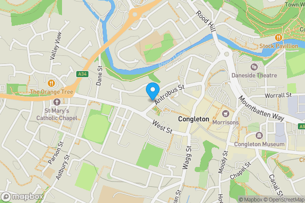 Map location for Congleton United Reform Church, Antrobus Street, Congleton, Cheshire CW12 1HE