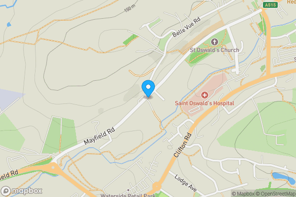 Map location for 36 Mayfield Road, Ashbourne, Derbyshire DE6 1AR