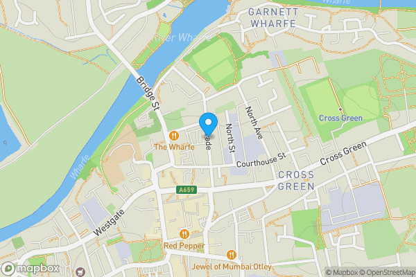 Map location for North Parade Depot, Otley, West Yorkshire, LS21 1BA