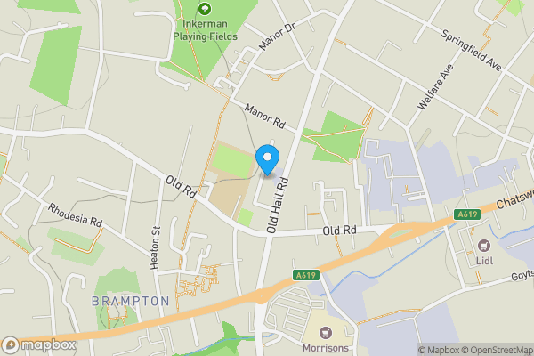 Map location for 13 New Hall Road, Chesterfield, Derbyshire S40 1HE