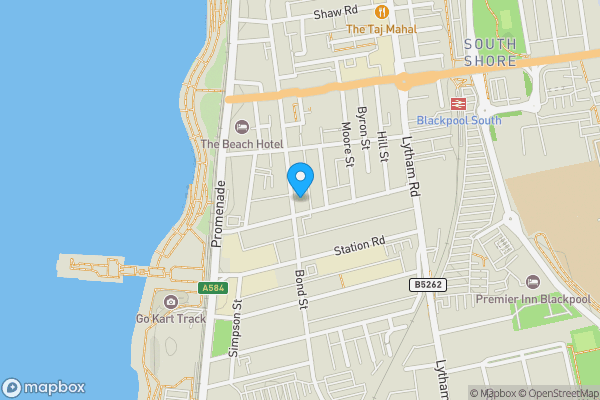 Map location for Flat 6, Rear of 72, Bond Street, Blackpool, Lancashire FY4 1BW