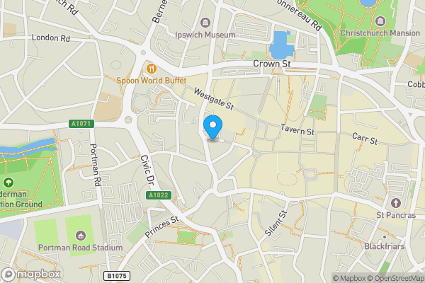 Map location for 15 Arcade Street, Ipswich, Suffolk, IP1 1EX