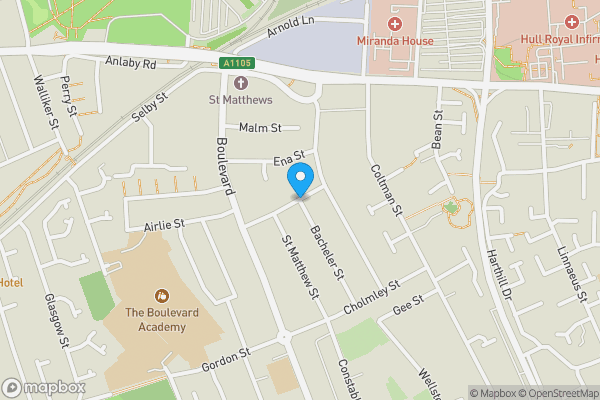 Map location for Queensgate Street, HULL, HU3 2TT