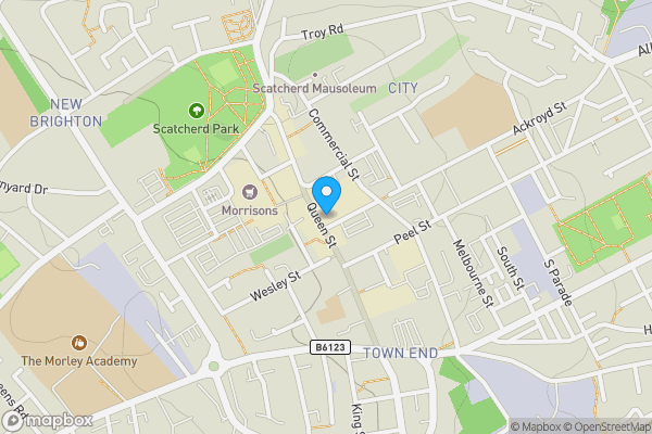 Map location for 95 Queen Street, Morley, Leeds, West Yorkshire, LS27 8DW